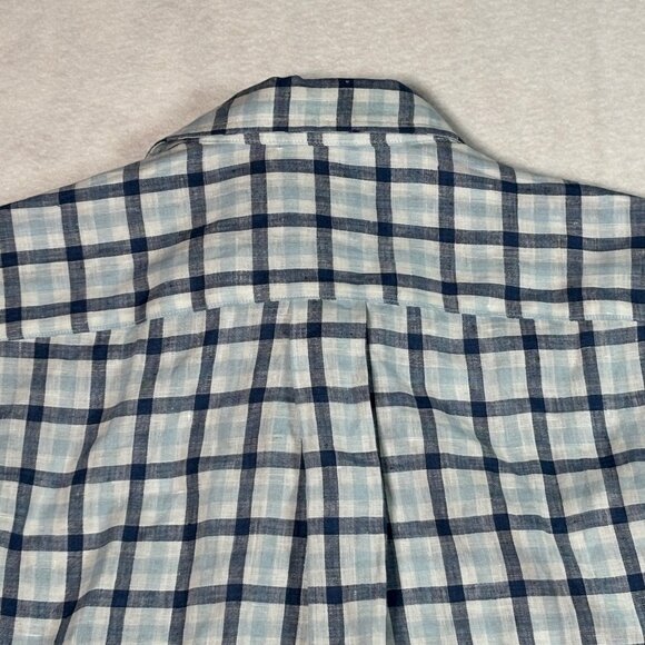 Brooks Brothers Shirt Mens Large White Blue Plaid 100% Irish Linen NWT - Picture 11 of 11